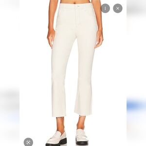 Mother The Mid Rise Dazzler Crop Fray Denim Jeans Color Cream Puffs